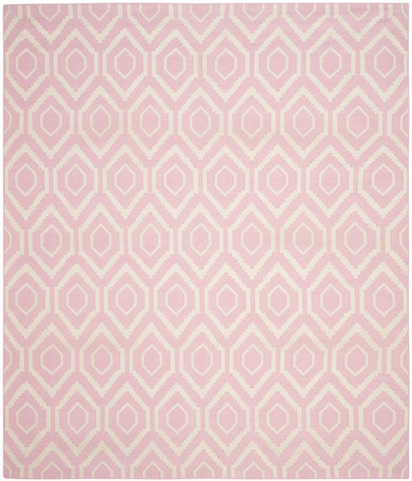 Safavieh Dhurries Handcrafted Wool And Cotton Area Rug With Geometric Design For Timeless Elegance In Home Pink ,Ivory 80% Wool,20% Cotton Dhu556c-26