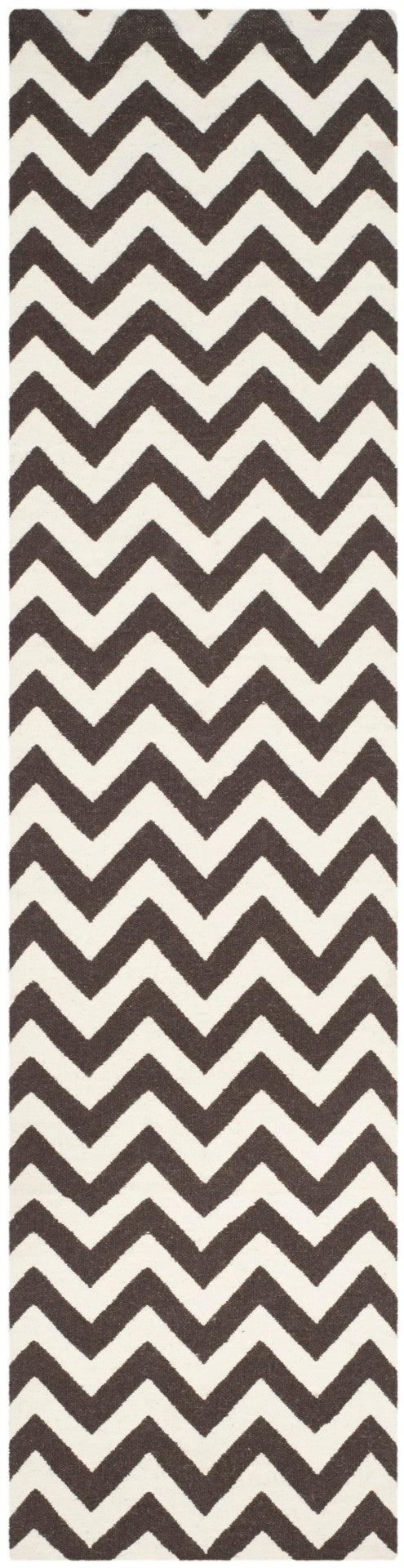 Safavieh Dhurries Hand-woven Flat Weave Rug - Timeless Chevron Design For Elegant Home Décor And Durability Brown ,Ivory 80% Wool,20% Cotton Dhu557d-26