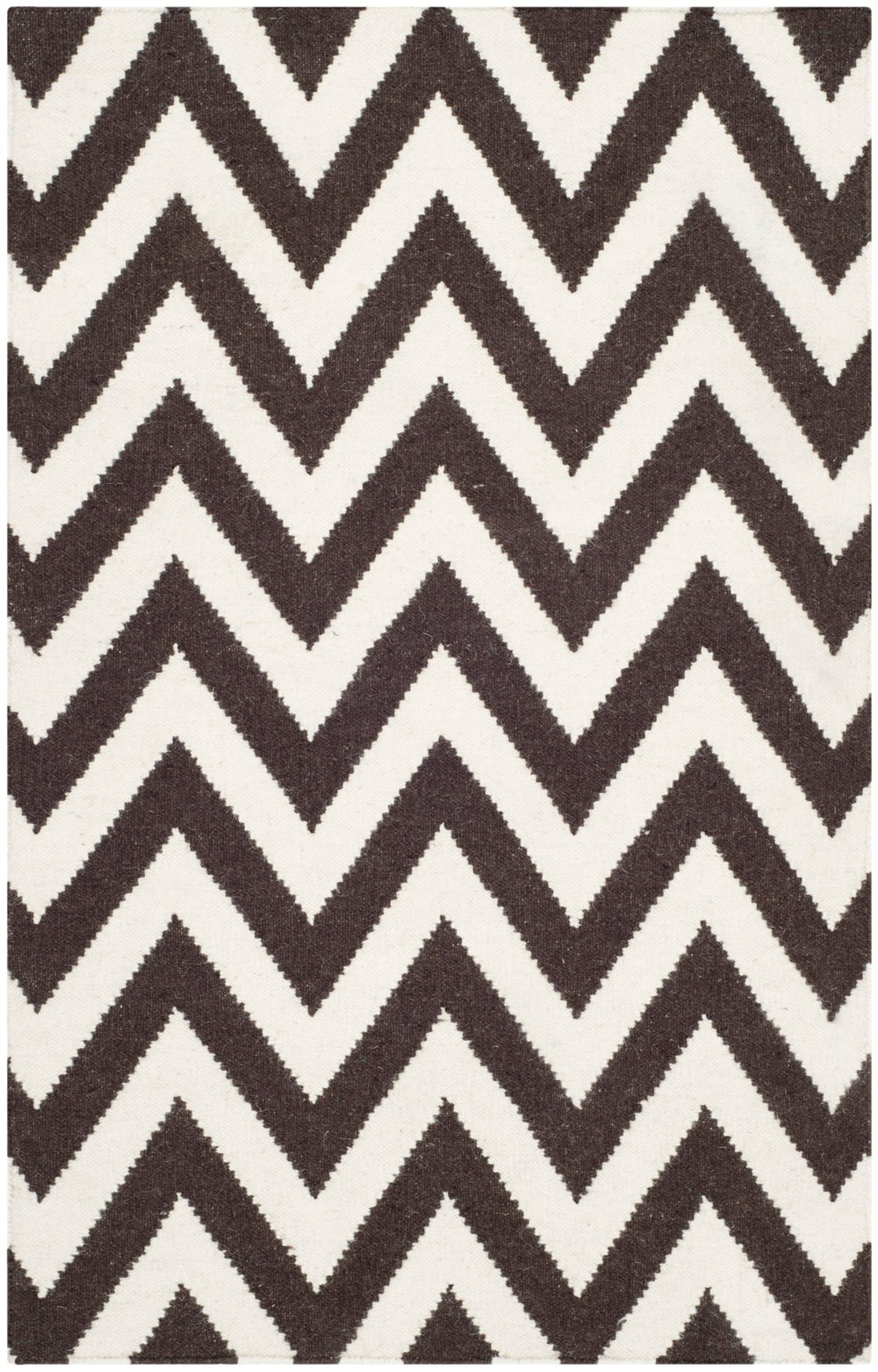 Safavieh Dhurries Hand-woven Flat Weave Rug - Timeless Chevron Design For Elegant Home Décor And Durability Brown ,Ivory 80% Wool,20% Cotton Dhu557d-26