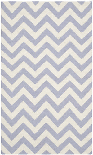 Safavieh Dhurries Hand Woven Flat Weave Rug - Stylish Purple And Ivory Chevron Design For Modern Homes Purple ,Ivory 80% Wool,20% Cotton Dhu557j-3