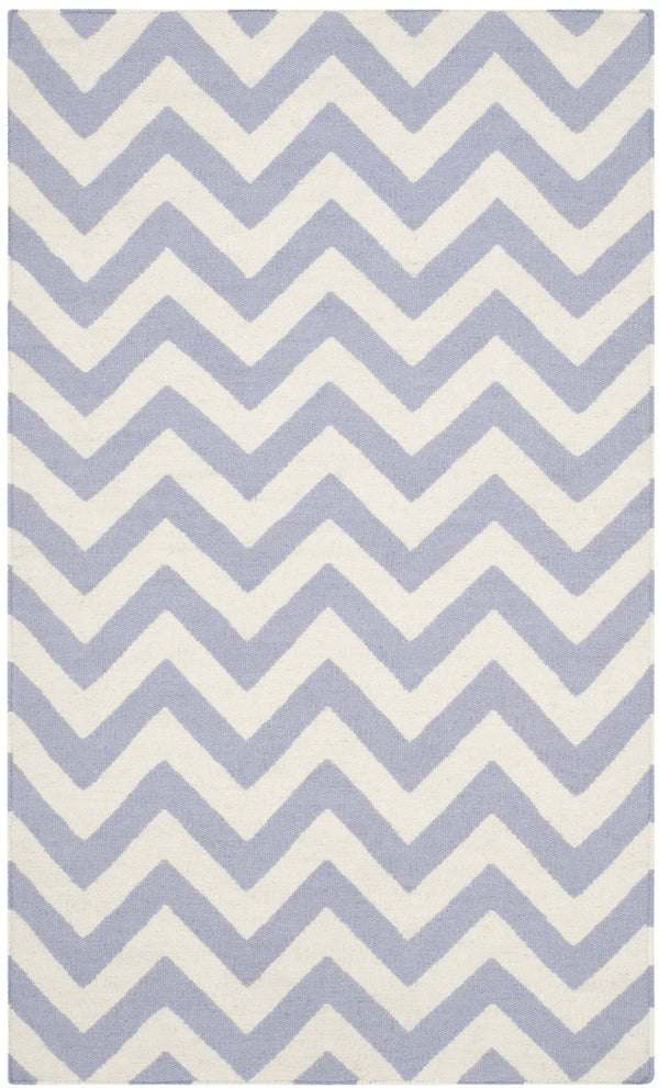 Safavieh Dhurries Hand Woven Flat Weave Rug - Stylish Purple And Ivory Chevron Design For Modern Homes Purple ,Ivory 80% Wool,20% Cotton Dhu557j-3