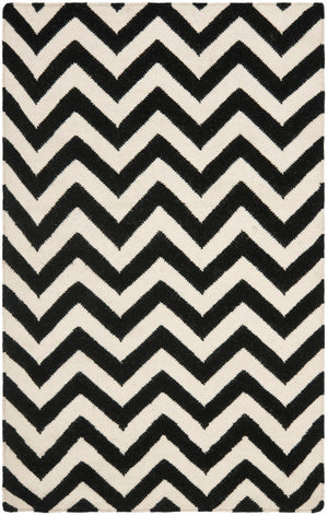 Safavieh Dhurries 557 Hand Woven Flat Weave  Rug Black / Ivory DHU557L-3