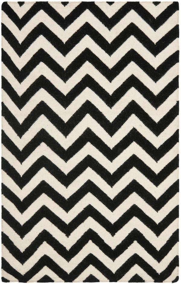 Safavieh Dhurries 557 Hand Woven Flat Weave  Rug Black / Ivory DHU557L-3