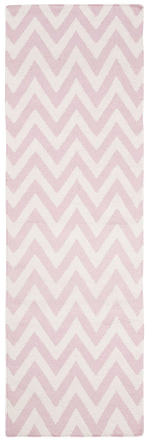 Safavieh Dhurries Hand Woven Flat Weave Rug - Stylish Purple And Ivory Chevron Design For Modern Homes Pink ,Ivory 80% Wool,20% Cotton Dhu557p-28