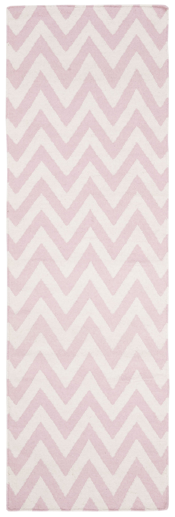 Safavieh Dhurries Hand Woven Flat Weave Rug - Stylish Purple And Ivory Chevron Design For Modern Homes Pink ,Ivory 80% Wool,20% Cotton Dhu557p-28