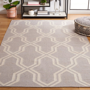 Safavieh Dhurries Hand-woven Flat Weave Rug - Timeless Elegance With Geometric Design For Your Home Decor Grey ,Ivory 80% Wool,20% Cotton Dhu559g-26