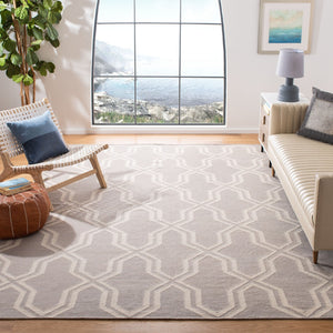 Safavieh Dhurries Hand-woven Flat Weave Rug - Timeless Elegance With Geometric Design For Your Home Decor Grey ,Ivory 80% Wool,20% Cotton Dhu559g-26