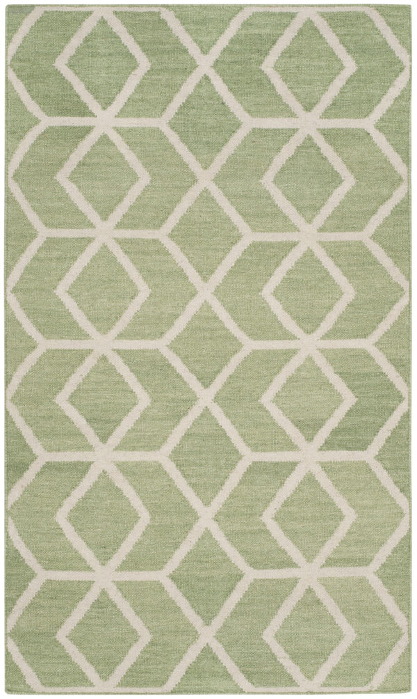 Safavieh Dhurries 560 Hand Woven Flat Weave  Rug Sage / Ivory DHU560B-3