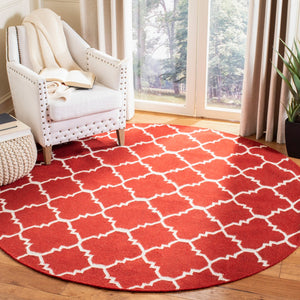 Safavieh Dhurries Handwoven Area Rug With Timeless Trellis Design - Luxurious Wool & Cotton For Any Space Red ,Ivory 80% Wool,20% Cotton Dhu566b-3