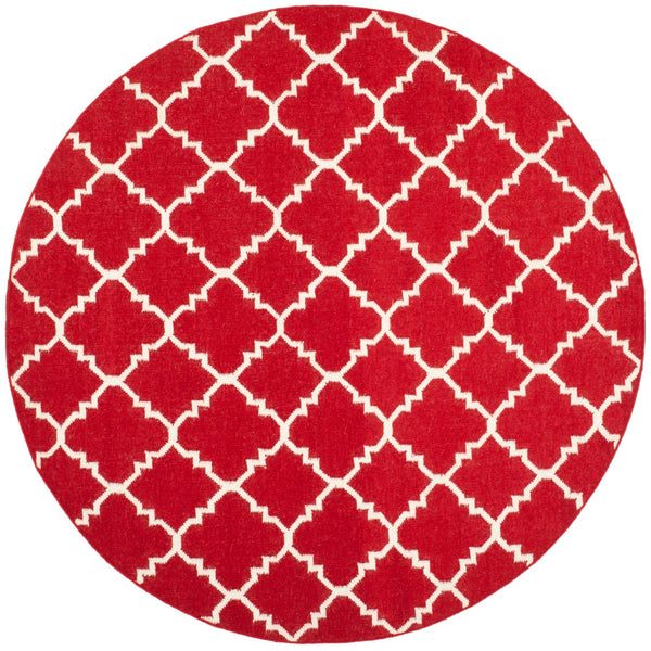 Safavieh Dhurries Handwoven Area Rug With Timeless Trellis Design - Luxurious Wool & Cotton For Any Space Red ,Ivory 80% Wool,20% Cotton Dhu566b-3
