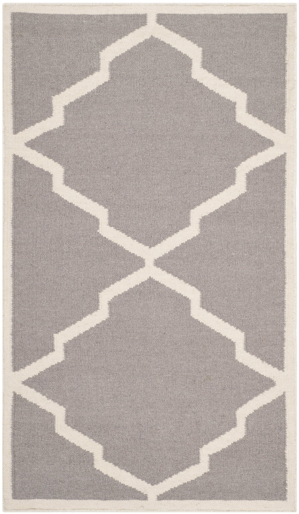 Safavieh Dhurries Hand Woven Flat Weave Accent Rug In Grey Ivory - Timeless Geometric Design For Any Space Grey ,Ivory 80% Wool,20% Cotton Dhu567a-24