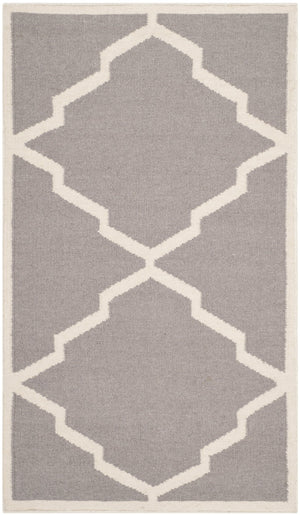 Safavieh Dhurries Hand Woven Flat Weave Accent Rug In Grey Ivory - Timeless Geometric Design For Any Space Grey ,Ivory 80% Wool,20% Cotton Dhu567a-24