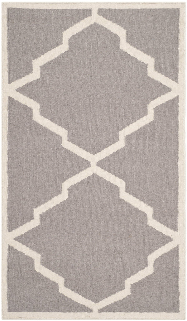 Safavieh Dhurries Hand Woven Flat Weave Accent Rug In Grey Ivory - Timeless Geometric Design For Any Space Grey ,Ivory 80% Wool,20% Cotton Dhu567a-24