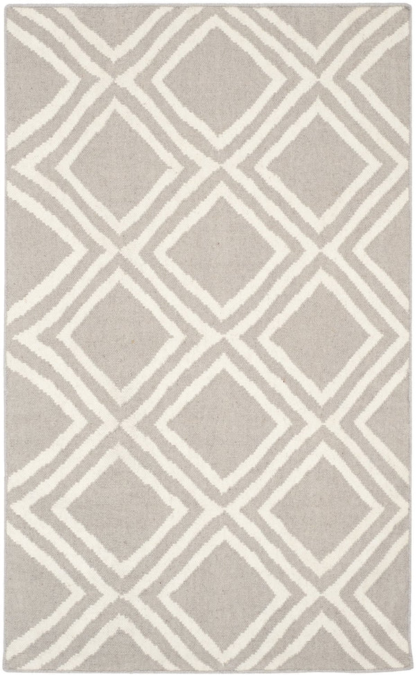 Safavieh Dhurries 571a Grey Ivory - Handwoven 3' X 5' Flatweave Area Rug For Timeless Elegance & Comfort Grey ,Ivory 80% Wool,20% Cotton Dhu571a-3