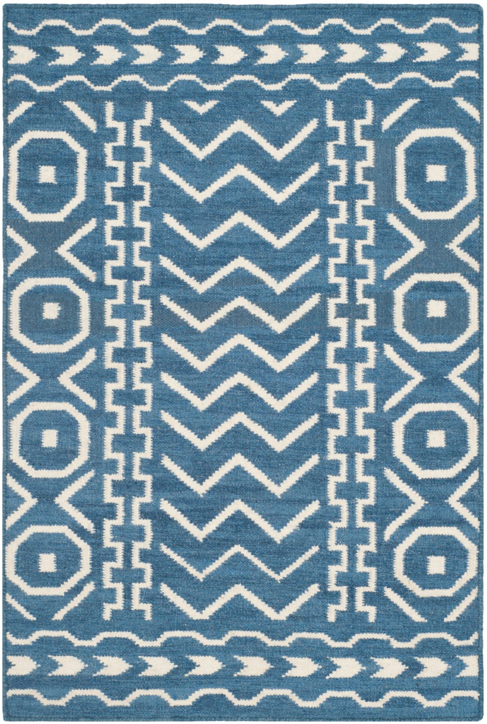 Safavieh Dhurries 572 Hand Woven Flat Weave  Rug Dark Blue / Ivory DHU572A-24