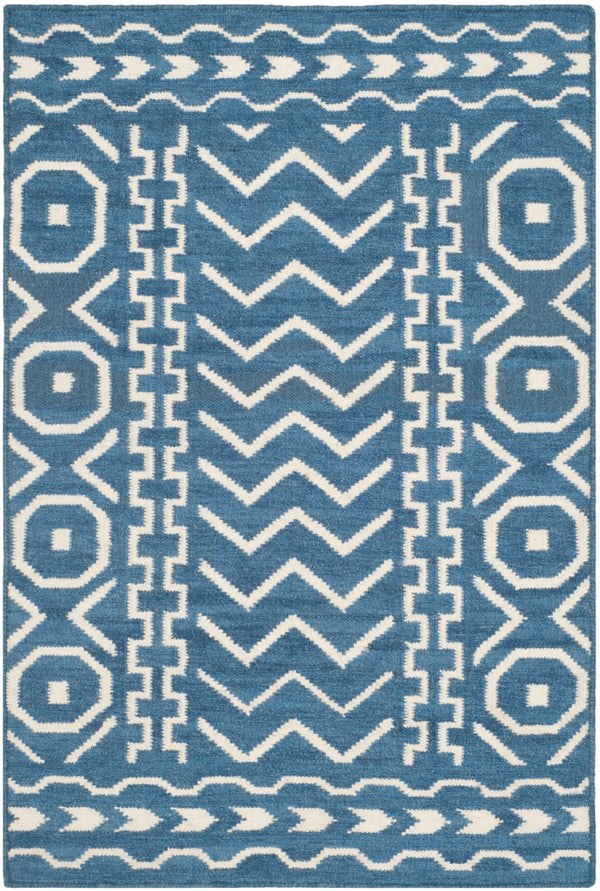 Safavieh Dhurries 572 Hand Woven Flat Weave  Rug Dark Blue / Ivory DHU572A-24