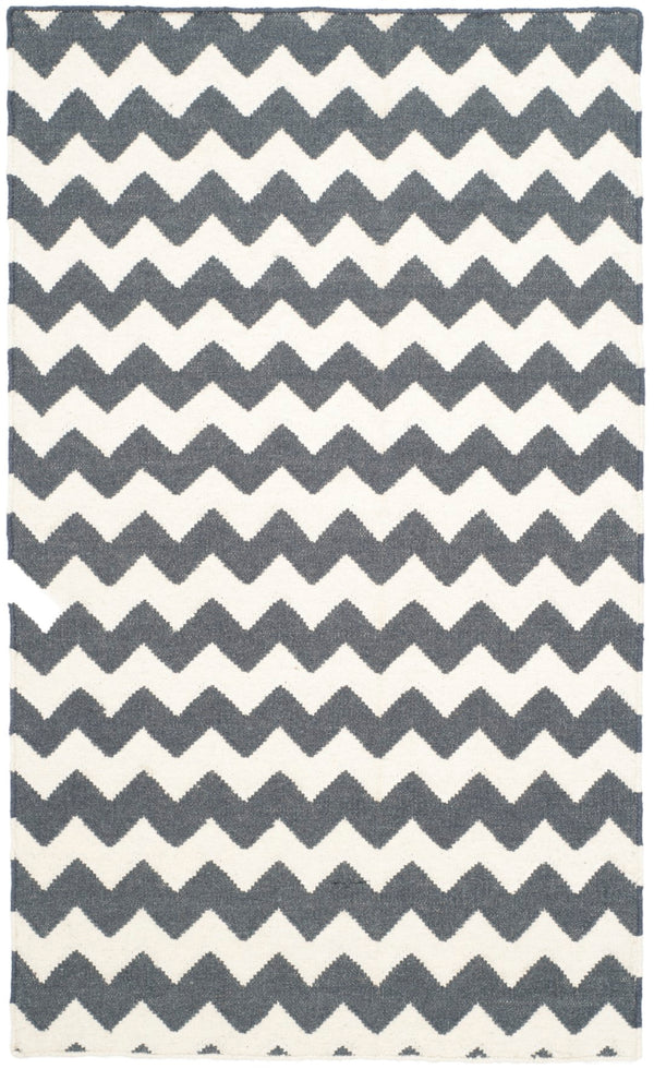 Safavieh Dhurries 644 Hand Woven Flat Weave  Rug Ivory / Charcoal DHU644B-3