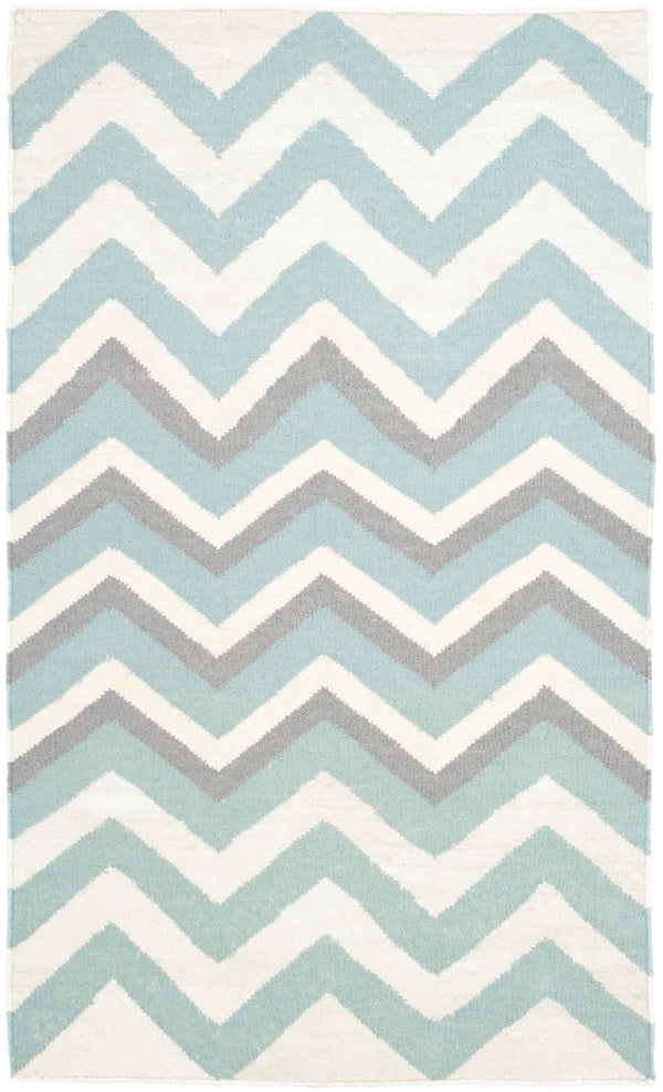 Safavieh Dhurries 646 Hand Woven Flat Weave  Rug Blue / White DHU646A-3