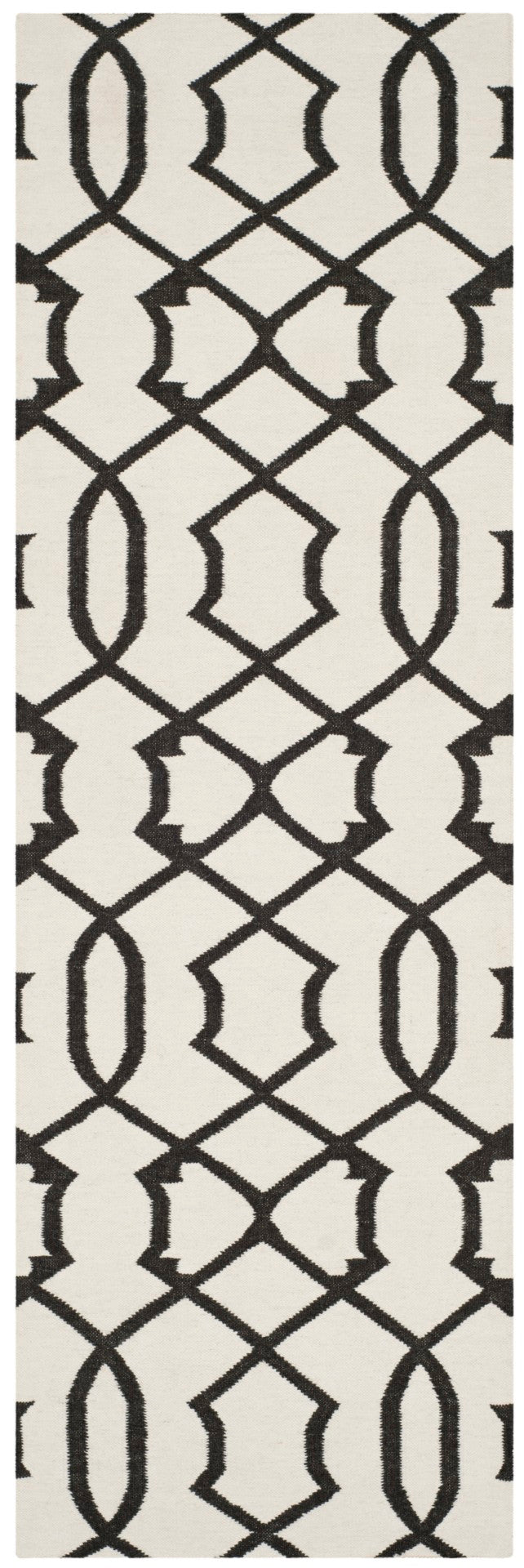 Safavieh Dhurries Handwoven Wool Area Rug - Elegant Geometric Design, Artisan Crafted For Timeless Style Ivory ,Charcoal Wool Dhu753d-8