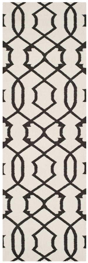 Safavieh Dhurries Handwoven Wool Area Rug - Elegant Geometric Design, Artisan Crafted For Timeless Style Ivory ,Charcoal Wool Dhu753d-8