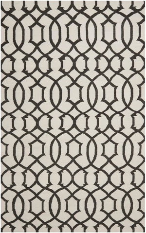 Safavieh Dhurries Handwoven Wool Area Rug - Elegant Geometric Design, Artisan Crafted For Timeless Style Ivory ,Charcoal Wool Dhu753d-8