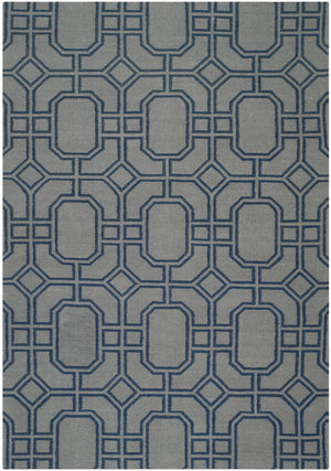 Safavieh Dhurries Handwoven Wool Area Rug - Elegant Geometric Design For Modern Home Decor And Comfort Grey ,Dark Blue Wool Dhu860c-3