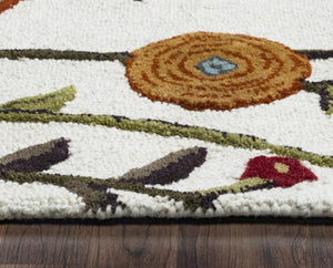 Rizzy Dimensions DI1466 Hand Tufted Botanical Wool/Viscose Rug White 9' x 12'