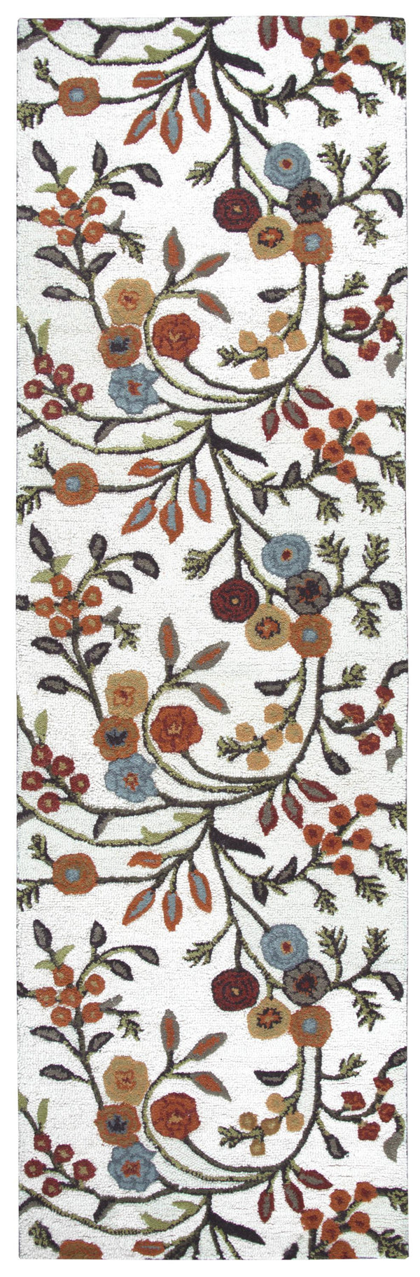 Rizzy Dimensions DI1466 Hand Tufted Botanical Wool/Viscose Rug White 2'6" x 8'