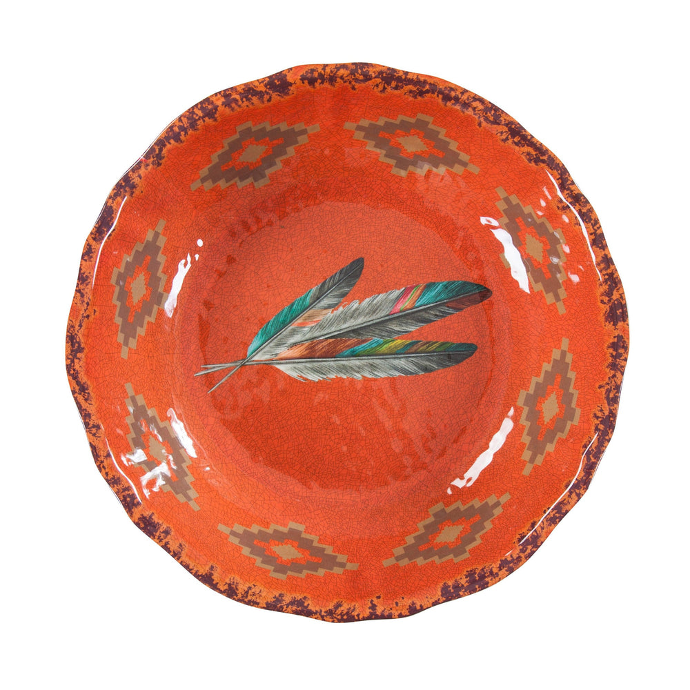 Hiend Accents Feather Design Melamine Serving Bowl - Whimsical, Durable, And Perfect For Outdoor Gatherings Orange Melamine Di1754sb01