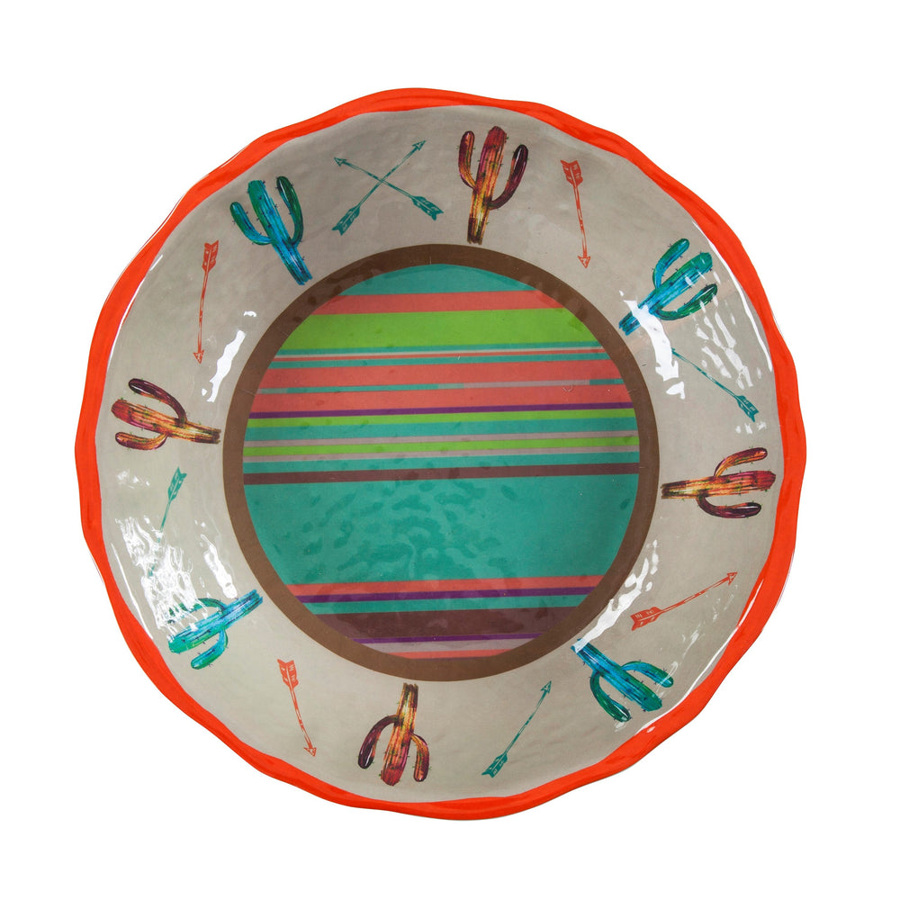 Hiend Accents Cactus Design Melamine Serving Bowl - Colorful, Durable Tableware For Entertaining & Outdoor Dining Turquoise,Red Melamine Di1756sb01