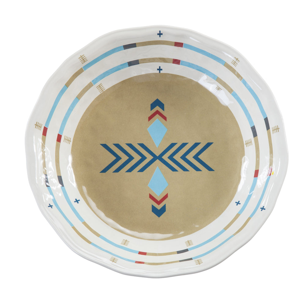 Hiend Accents Spirit Valley Melamine Serving Bowl - Stunning Southwestern Design With Vibrant Aztec Patterns Red,Cream,Blue Melamine Di2113sb01