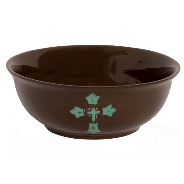 Hiend Accents Cross Handpainted Ceramic Serving Bowl - Unique Western Design For Elegant Dining & Gatherings Brown,Turquoise Ceramic Di3182sb01