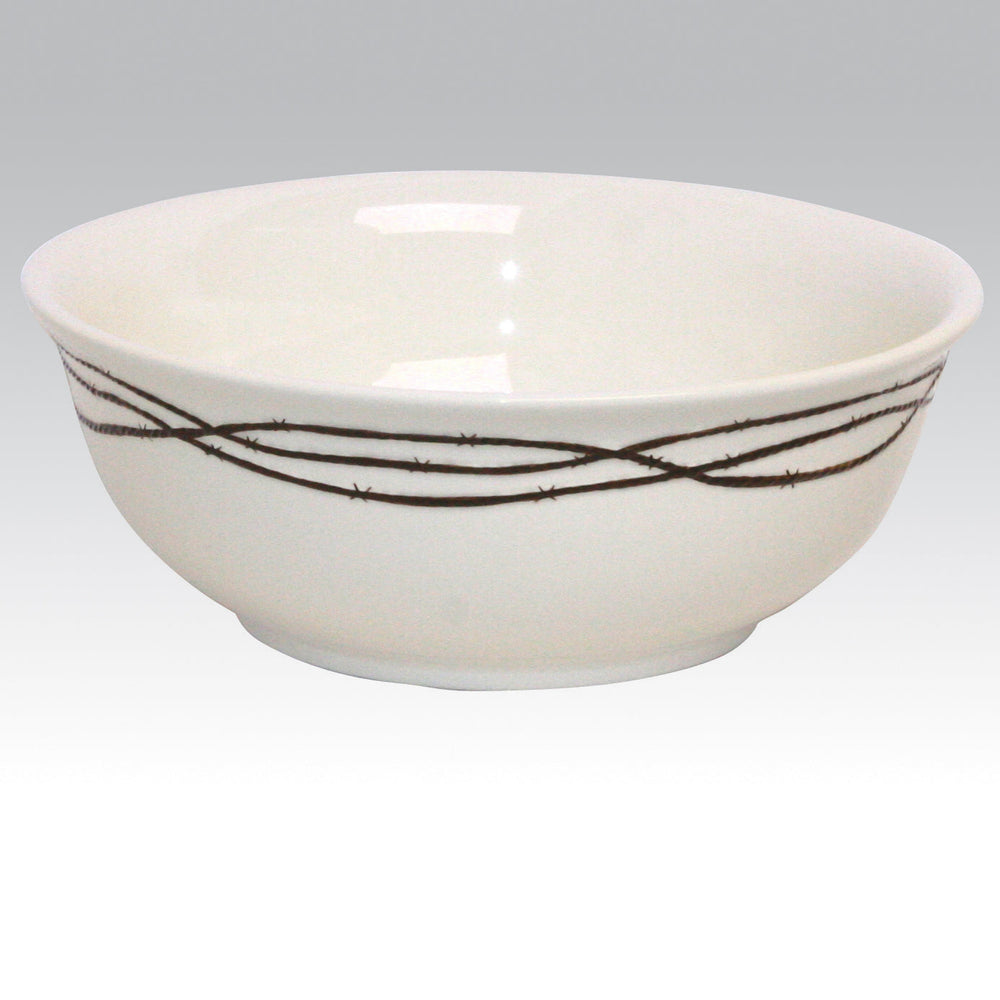 Hiend Accents Barbwire Serving Bowl - Rustic Elegance With Hand-painted Design For Sophisticated Dining Experiences Cream Ceramic Di3190sb01