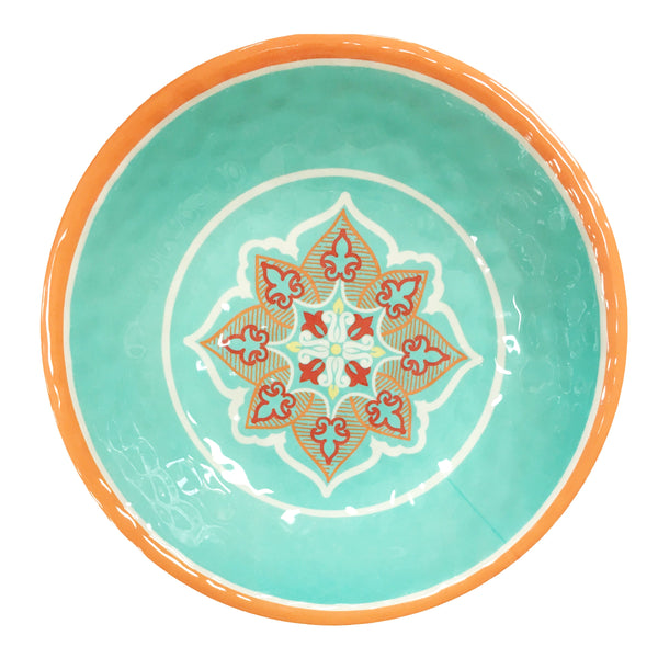 Hiend Accents Western Melamine Serving Bowl - Vibrant Wild West Design For Stylish Dining And Outdoor Gatherings Turquoise,Orange Melamine Di5001sb01