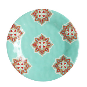 Hiend Accents Western Melamine Salad Plates - Set Of 4 Vibrant Medallion Designs For Stylish Outdoor Dining Turquoise Melamine Di5001sl04