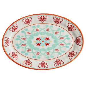 Hiend Accents Western Motif Melamine Serving Platter - Vibrant Design, Durable For Outdoor Gatherings & Easy Care Red,Turquoise Melamine Di5001sp01