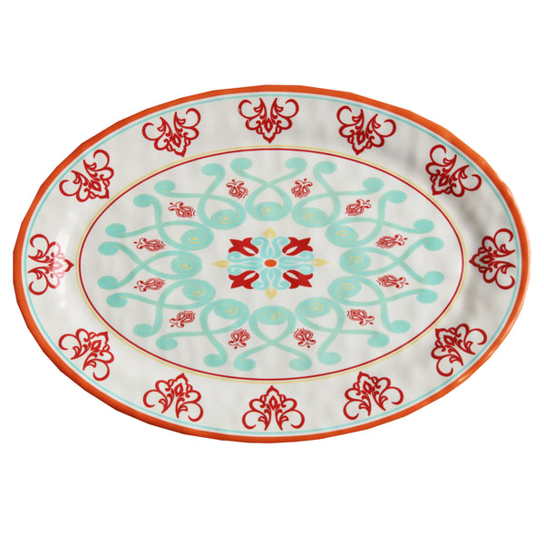 Hiend Accents Western Motif Melamine Serving Platter - Vibrant Design, Durable For Outdoor Gatherings & Easy Care Red,Turquoise Melamine Di5001sp01