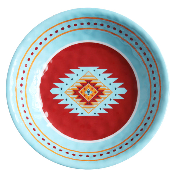 Hiend Accents Southwest Melamine Serving Bowl – Vibrant, Durable Tableware For Festive Gatherings And Bbqs Turquoise,Red Melamine Di5002sb01