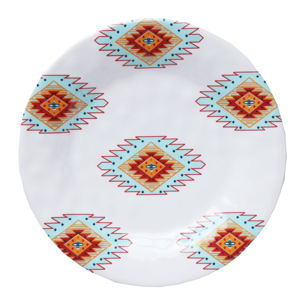Hiend Accents Southwest Melamine Salad Plates Set Of 4 - Durable, Colorful Design For Outdoor Dining & Gatherings White,Orange,Red Melamine Di5002sl04