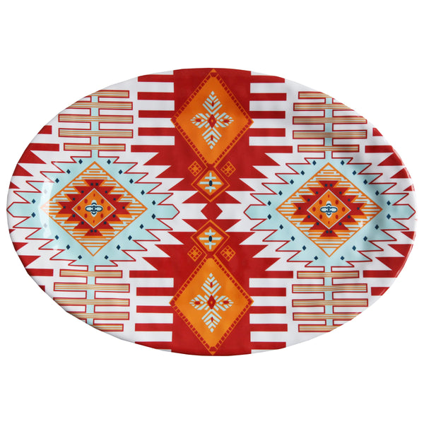 Hiend Accents Southwest Melamine Serving Platter – Vibrant Turquoise Design For Memorable Gatherings & Events White,Orange,Red Melamine Di5002sp01