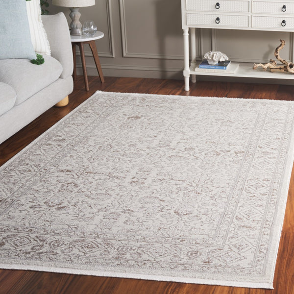 Safavieh Diamond Traditional Turkish Area Rug – Luxurious Polyester Elegance With Timeless Floral Patterns Ivory ,Grey Polyester Dia152a-8