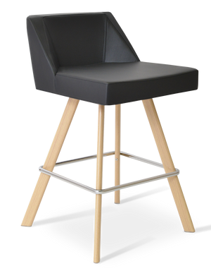 Soho Concept Dallas Wood Counter & Bar Stools - Solid Beech, Leatherette, 2-year Warranty, Stylish Comfort! Natural,Black  Soho-concept-dining-chair-08017