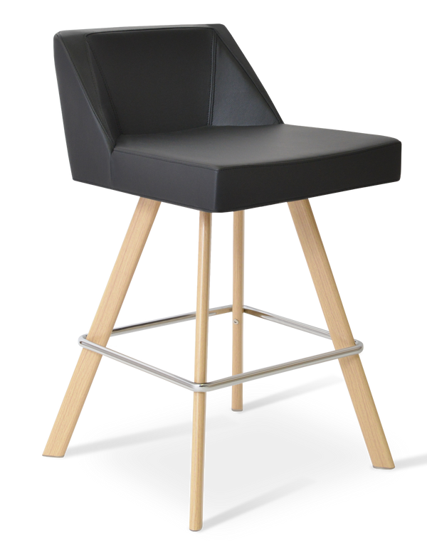 Soho Concept Dallas Wood Counter & Bar Stools - Solid Beech, Leatherette, 2-year Warranty, Stylish Comfort! Natural,Black  Soho-concept-dining-chair-08017