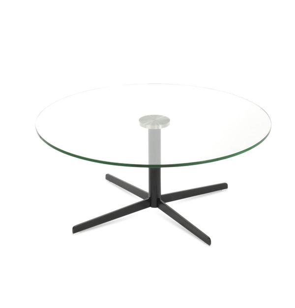 Soho Concept Diana Glass Coffee Table: 36" Round Tempered Glass Top With Elegant Steel Base In Multiple Finishes Black  Soho-concept-dining-chair-13732