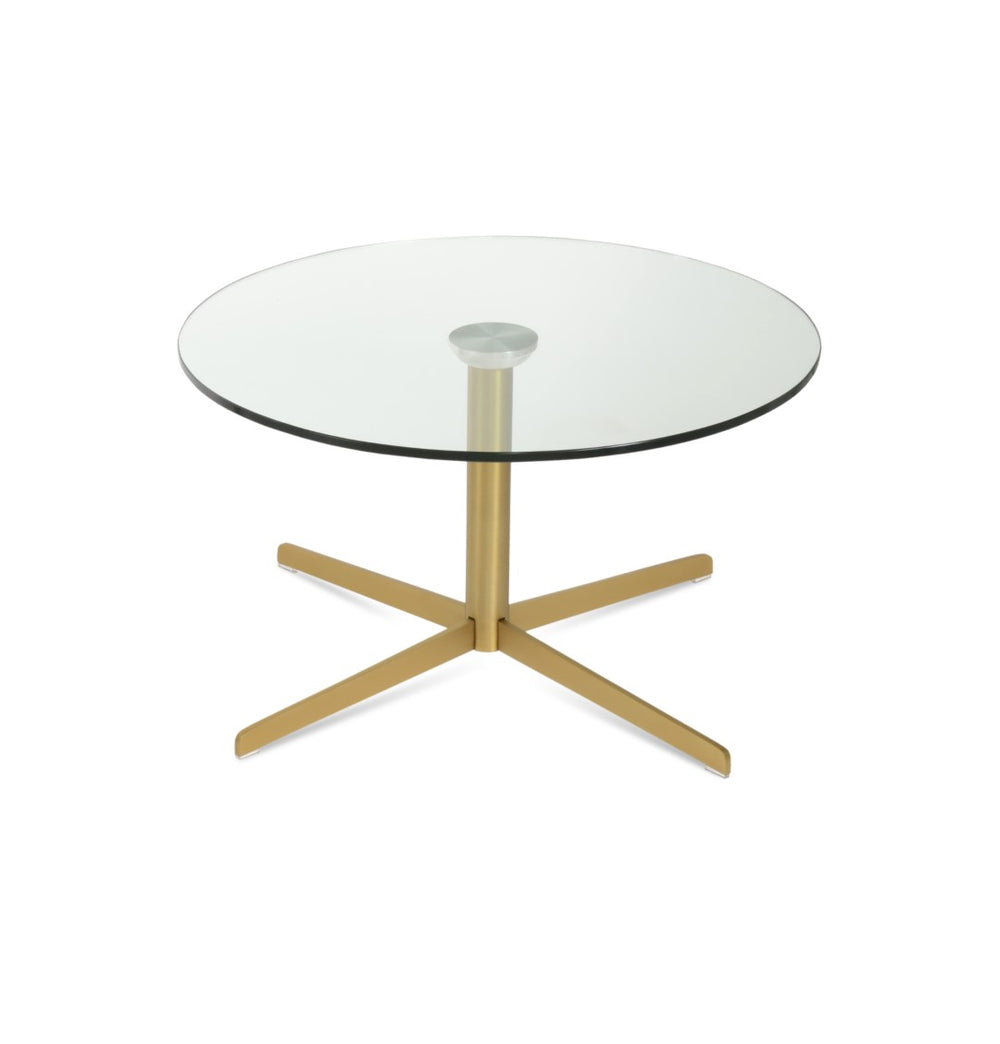 Soho Concept Diana Glass Coffee Table: 36" Round Tempered Glass Top With Elegant Steel Base In Multiple Finishes Brass  Soho-concept-dining-chair-13733