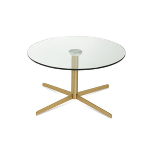 Soho Concept Diana Glass Coffee Table: 36" Round Tempered Glass Top With Elegant Steel Base In Multiple Finishes Brass  Soho-concept-dining-chair-13733
