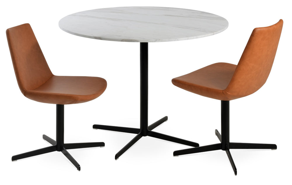 Soho Concept Diana Marble Dining Table: Elegant White Carrara Top With Stylish Chrome & Brass Base, 32" Diameter White,Black  Soho-concept-dining-chair-13777