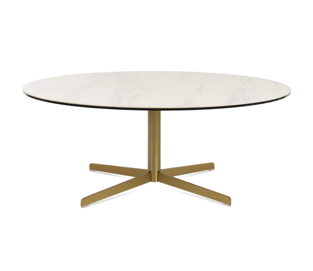 Soho Concept Diana Ceramic Coffee Table: 40" Grey Italian Ceramic Top & Stylish Steel Base For Modern Elegance Brass,White  Soho-concept-dining-chair-13727