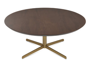 Soho Concept Diana Wood Coffee Table - Stylish 36" Walnut, Natural, Or White Lacquer Top With Durable Metal Base Brass,Walnut  Soho-concept-dining-chair-13731