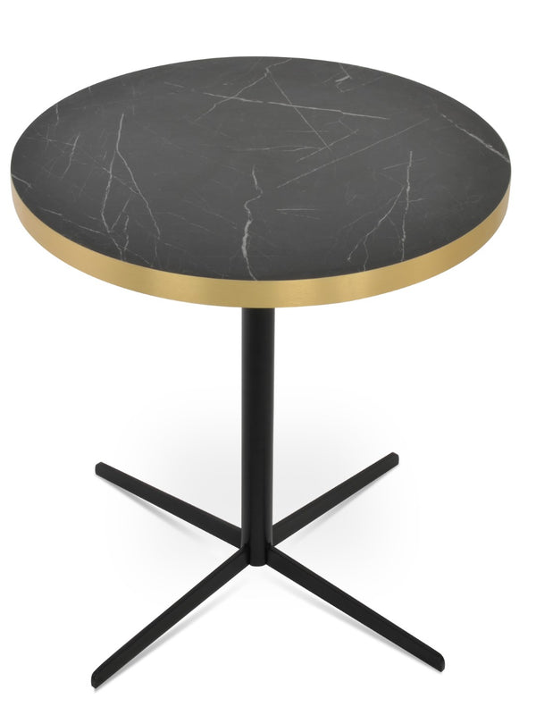 Soho Concept Lady Hpl Mdf Laminate Veneer Dining Table - Elegant Round Design With Marble Finish & Chrome Base Black,Gold  Soho-concept-dining-chair-13754